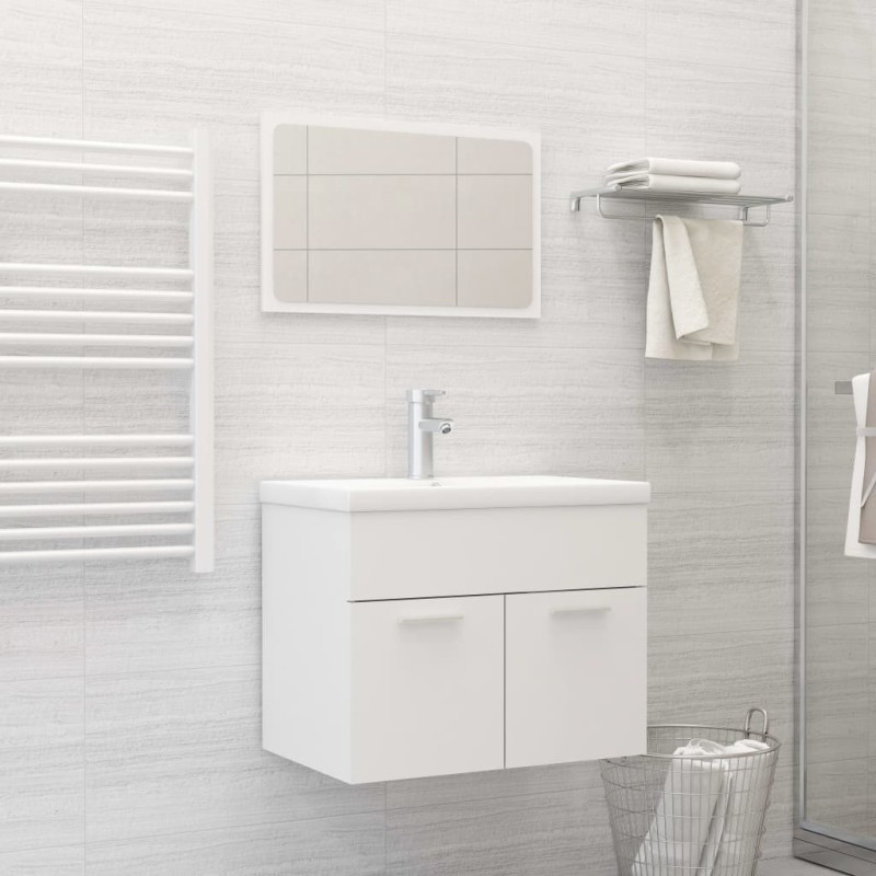 vidaXL Juego de muebles de baño madera de ingeniería blanco vidaXL Juego de muebles de baño madera de ingeniería blanco