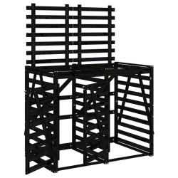 vidaXL Cobertizo doble para cubos de basura madera maciza pino negro