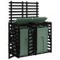 vidaXL Cobertizo doble para cubos de basura madera maciza pino negro vidaXL Cobertizo doble para cubos de basura madera maciza pino negro