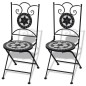 vidaXL Set de mesa y sillas de jardín 3 piezas mosaico blanco y negro