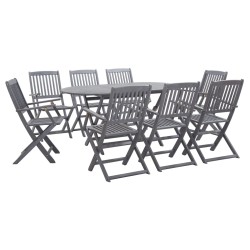 vidaXL Juego de comedor de jardín 9 pzas madera maciza de acacia gris