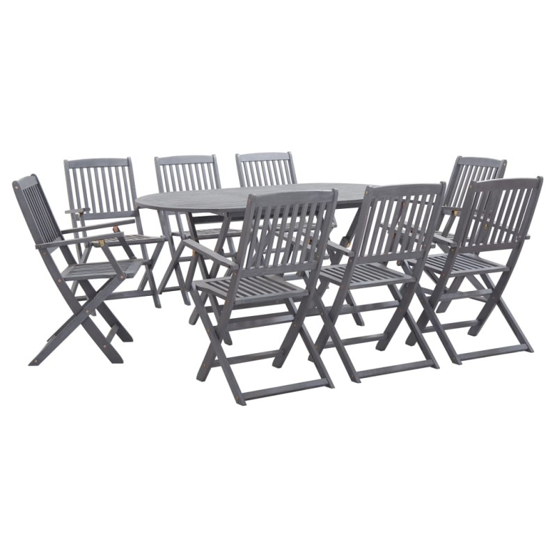 vidaXL Juego de comedor de jardín 9 pzas madera maciza de acacia gris