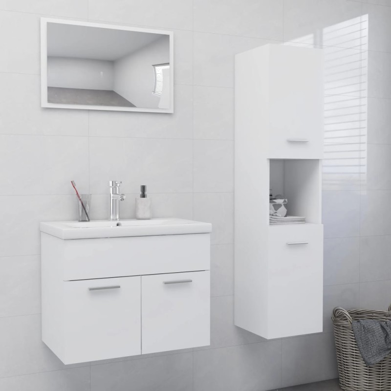vidaXL Juego de muebles de baño madera de ingeniería blanco vidaXL Juego de muebles de baño madera de ingeniería blanco