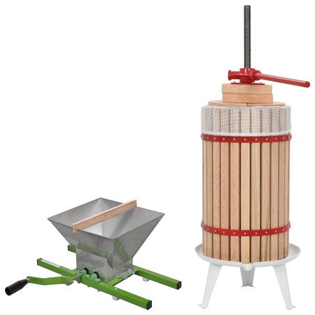 vidaXL Conjunto de prensa y trituradora de frutas y vinos 2 piezas