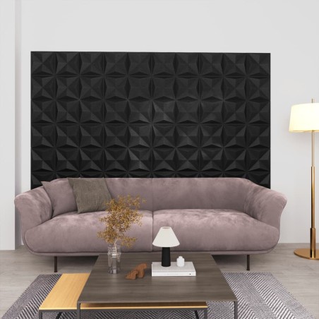 vidaXL Paneles de pared 3D 12 unidades 50x50 cm negro origami 3 m²