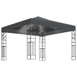 vidaXL Cenador con tira de luces LED 3x3 m gris antracita