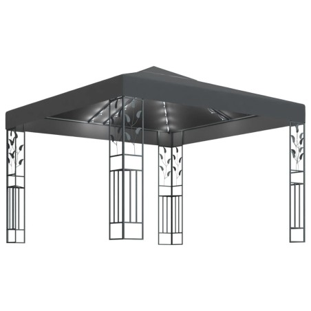 vidaXL Cenador con tira de luces LED 3x3 m gris antracita