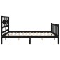 vidaXL Estructura cama de matrimonio con cabecero madera maciza negro vidaXL Estructura cama de matrimonio con cabecero madera maciza negro