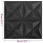 vidaXL Paneles de pared 3D 12 unidades 50x50 cm negro origami 3 m² vidaXL Paneles de pared 3D 12 unidades 50x50 cm negro origami 3 m²