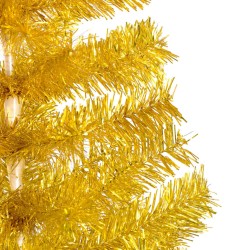 vidaXL Árbol de Navidad preiluminado con luces y bolas dorado 210 cm