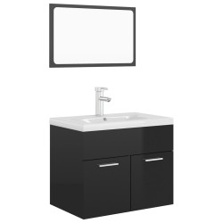 vidaXL Juego de muebles de baño madera de ingeniería negro brillo