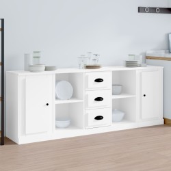 vidaXL Aparadores 3 piezas madera contrachapada blanco