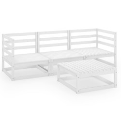 vidaXL Set de salón de jardín de 4 pzas blanco madera maciza de pino