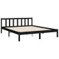 vidaXL Estructura cama de matrimonio con cabecero madera maciza negro vidaXL Estructura cama de matrimonio con cabecero madera maciza negro