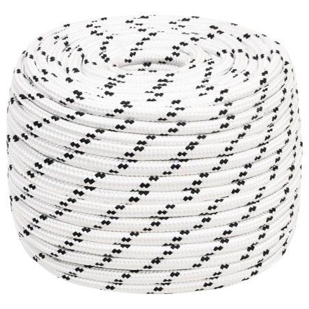 vidaXL Cuerda para barco trenzada poliéster blanco 12 mmx25 m