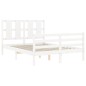 vidaXL Estructura de cama con cabecero madera maciza blanco 140x200 cm vidaXL Estructura de cama con cabecero madera maciza blanco 140x200 cm