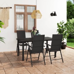 vidaXL Juego de comedor para jardín 5 piezas negro