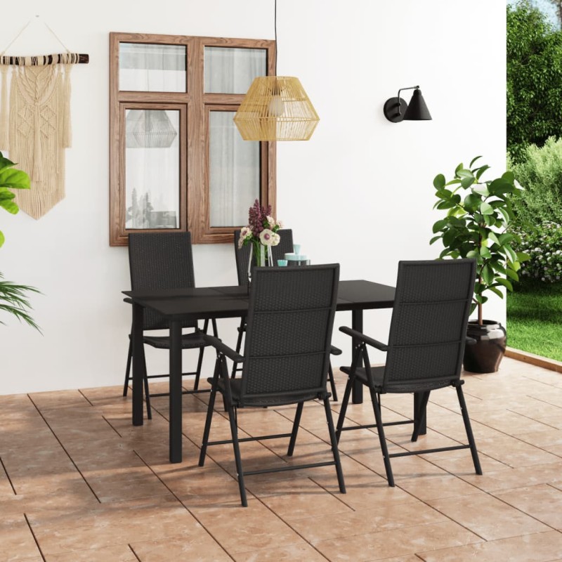 vidaXL Juego de comedor para jardín 5 piezas negro vidaXL Juego de comedor para jardín 5 piezas negro