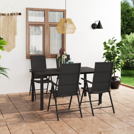 vidaXL Juego de comedor para jardín 5 piezas negro