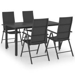 vidaXL Juego de comedor para jardín 5 piezas negro
