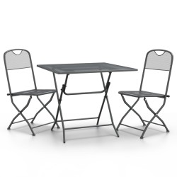 vidaXL Set de comedor de jardín 3 pzas malla metal expandido antracita