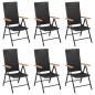 vidaXL Juego comedor de jardín 7 piezas ratán sintético negro y marrón