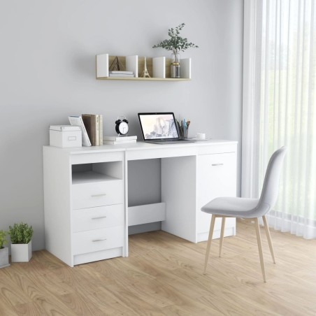 vidaXL Escritorio de madera contrachapada blanco 140x50x76 cm