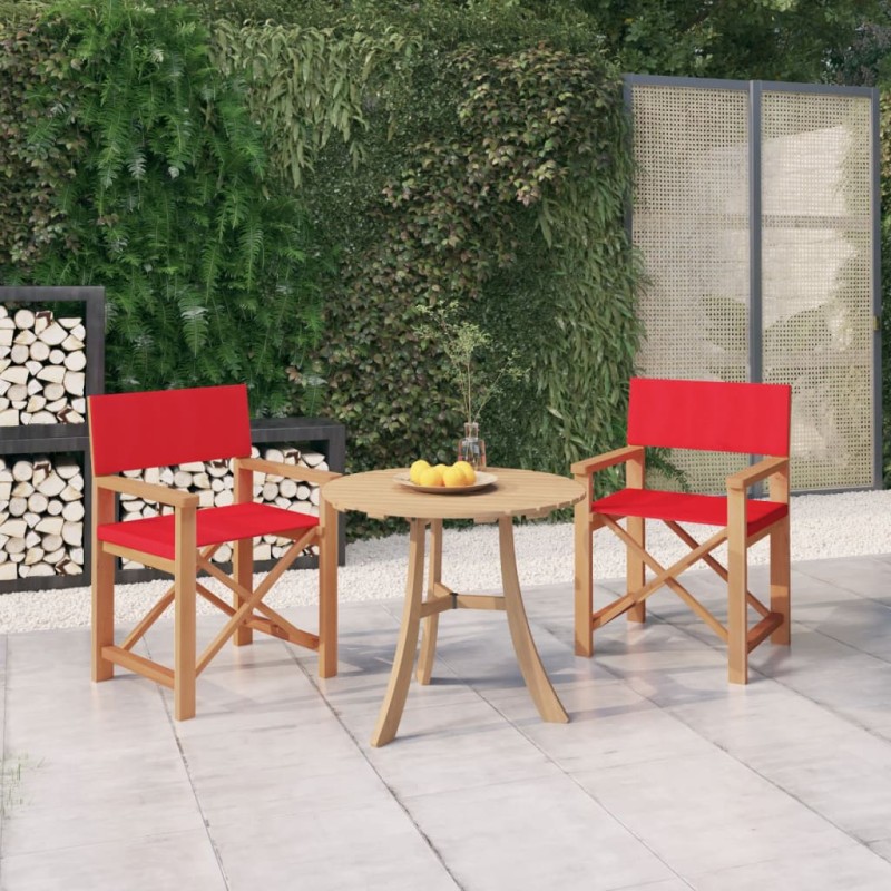 vidaXL Sillas de director 2 uds madera maciza de teca rojo vidaXL Sillas de director 2 uds madera maciza de teca rojo