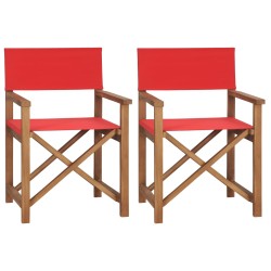 vidaXL Sillas de director 2 uds madera maciza de teca rojo