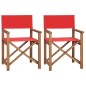 vidaXL Sillas de director 2 uds madera maciza de teca rojo vidaXL Sillas de director 2 uds madera maciza de teca rojo