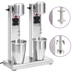 vidaXL Batidora de batidos con doble vaso de acero inoxidable 2 L
