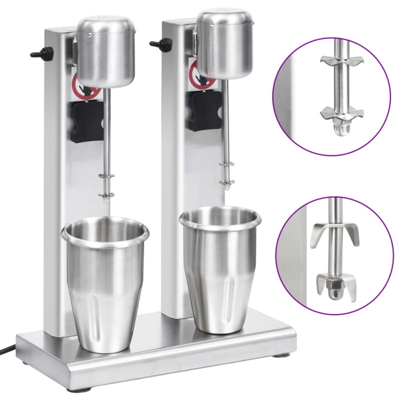 vidaXL Batidora de batidos con doble vaso de acero inoxidable 2 L vidaXL Batidora de batidos con doble vaso de acero inoxidable 2 L