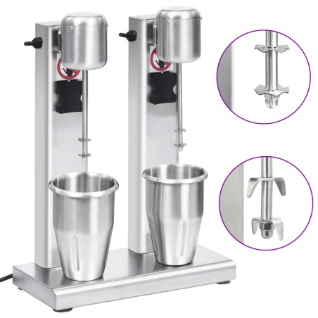 vidaXL Batidora de batidos con doble vaso de acero inoxidable 2 L