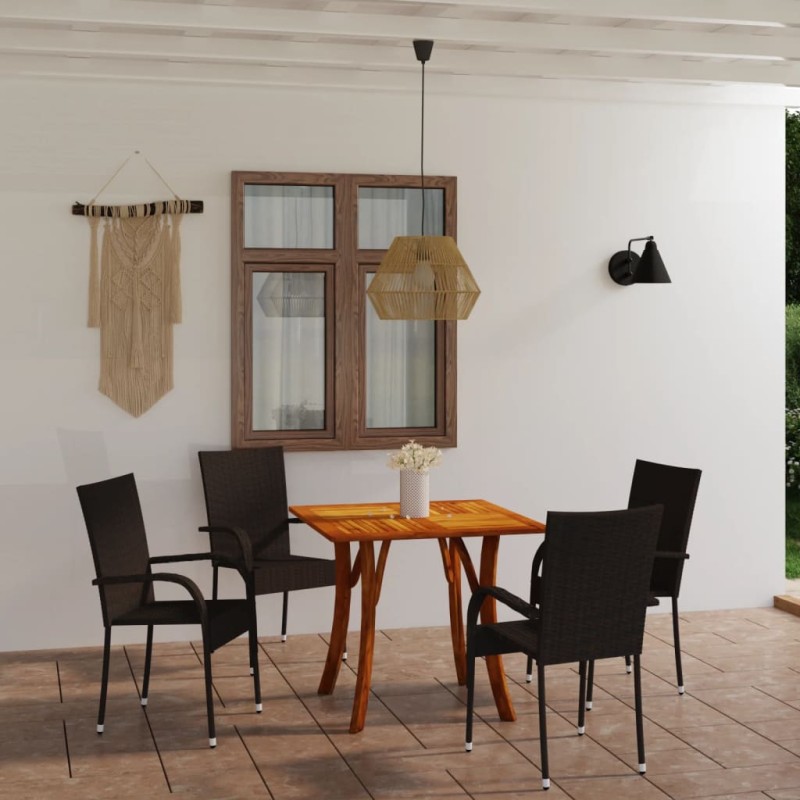 vidaXL Juego de comedor para jardín 5 piezas marrón vidaXL Juego de comedor para jardín 5 piezas marrón