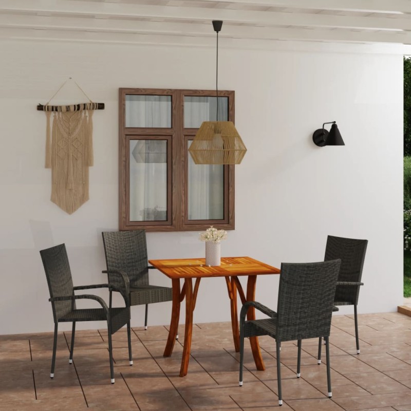 vidaXL Juego de comedor para jardín 5 piezas gris