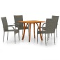 vidaXL Juego de comedor para jardín 5 piezas gris