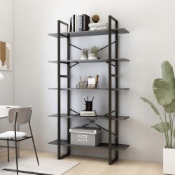 vidaXL Estantería 5 niveles madera ingeniería gris 100x30x175 cm