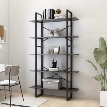 vidaXL Estantería 5 niveles madera ingeniería gris 100x30x175 cm
