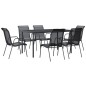 vidaXL Juego de comedor para jardín 7 piezas acero y textilene negro vidaXL Juego de comedor para jardín 7 piezas acero y textilene negro