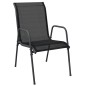 vidaXL Juego de comedor para jardín 7 piezas acero y textilene negro vidaXL Juego de comedor para jardín 7 piezas acero y textilene negro