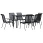 vidaXL Juego de comedor para jardín 7 piezas acero y textilene negro vidaXL Juego de comedor para jardín 7 piezas acero y textilene negro