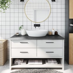 vidaXL Encimera baño madera maciza tratada gris oscuro 100x60x(2-4) cm