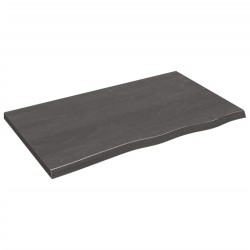 vidaXL Encimera baño madera maciza tratada gris oscuro 100x60x(2-4) cm