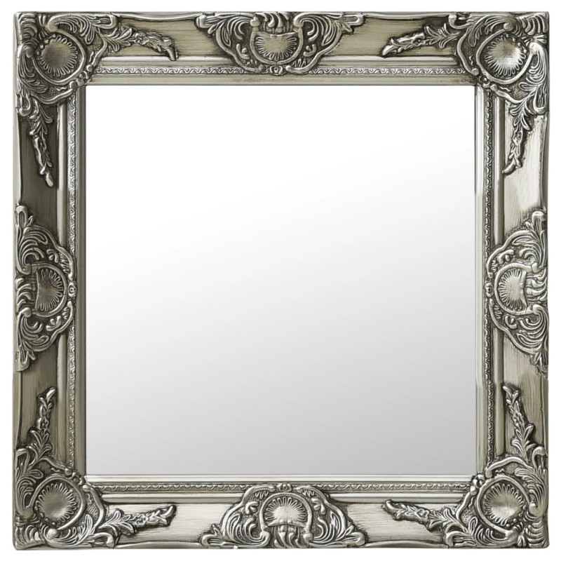vidaXL Espejo de pared estilo barroco plateado 50x50 cm vidaXL Espejo de pared estilo barroco plateado 50x50 cm