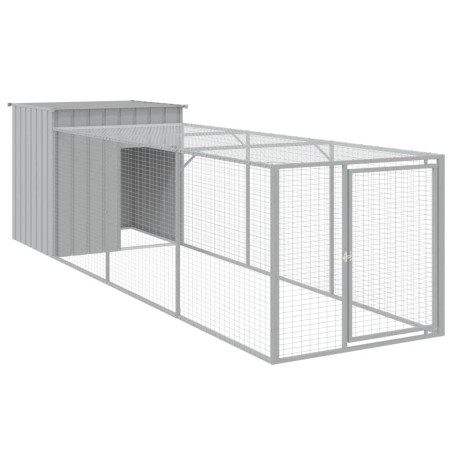 vidaXL Gallinero con corral acero galvanizado gris claro 110x405x110cm