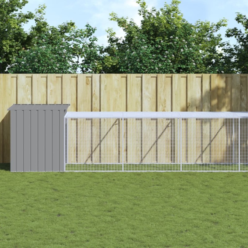 vidaXL Gallinero con corral acero galvanizado gris claro 110x813x110cm