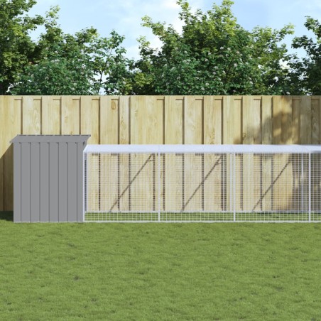 vidaXL Gallinero con corral acero galvanizado gris claro 110x813x110cm