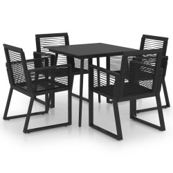 vidaXL Juego de comedor para jardín 5 piezas ratán PVC negro