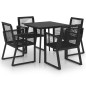 vidaXL Juego de comedor para jardín 5 piezas ratán PVC negro vidaXL Juego de comedor para jardín 5 piezas ratán PVC negro