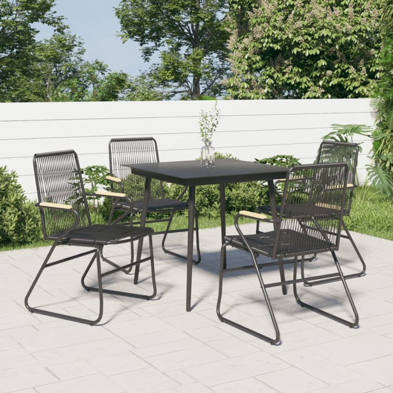 vidaXL Juego de comedor de jardín 5 piezas ratán PVC negro vidaXL Juego de comedor de jardín 5 piezas ratán PVC negro
